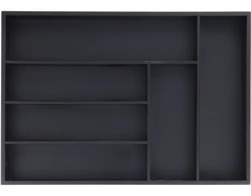 relaxdays Besteckkasten Bambus, 6 Fächer, Schwarz