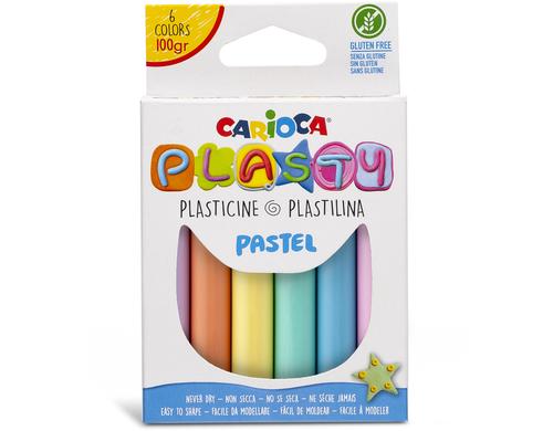 Carioca Modelliermasse Plasty Pastell 100g 6 Stück in 6 Pastellfarben