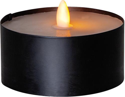 Star Trading LED Teelicht Maxi Schwarz exkl. Batterie 2xAA, 7x10.5cm, Timer 6/18h