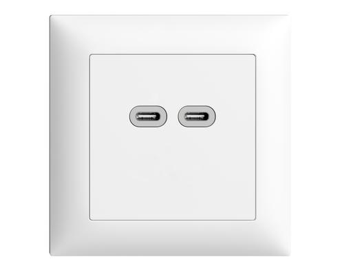 Feller EDIZIOdue UP 2x USB-C Ladesteckdose 3A, 5-12V DC, 18W, weiss