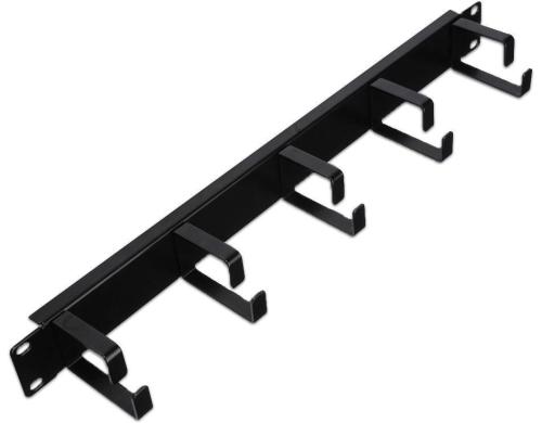 19 WIREWIN 1HE Kabelführungspanel mit 5 Metallringen, schwarz