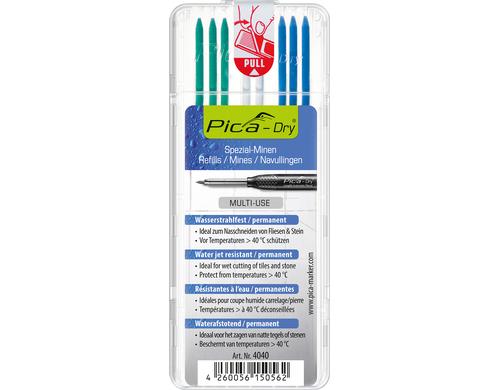 Pica Ersatzminen-Set Pica DRY Spezial blau, weiss, grün, wasserstrahlfest