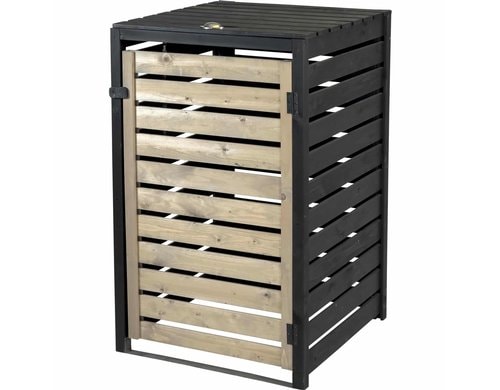 Mülltonnenverkleidung 120 L, aus Holz schwarz-anthrazit