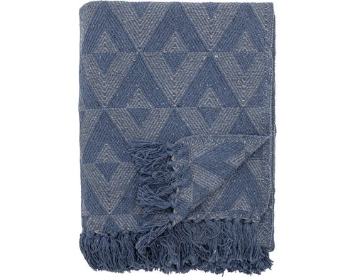 Bloomingville Wohndecke Udine, 160x130 cm (LxB), Recycelte Baumwolle, Blau