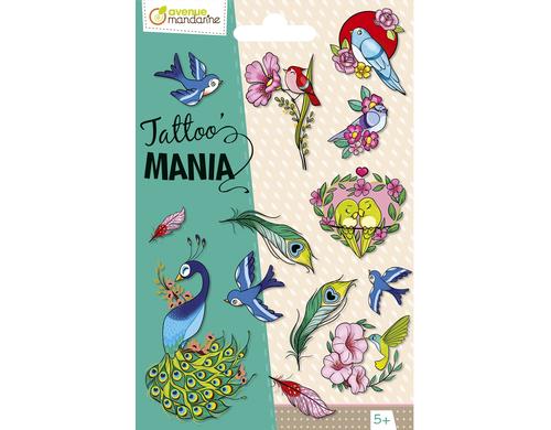 Avenue Mandarine Tattoo Mania Vögel 1 Bogen mit 14 Tattoos