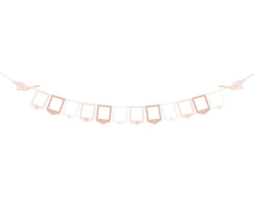 Partydeco Fotogirlande Storch rosa,  10.5x15 cm, 3 m