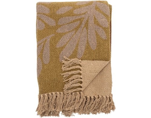 Bloomingville Wohndecke Lark, 160x130 cm (LxB), Recycelte Baumwolle, Gelb