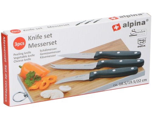 Alpina Kochmesser-Set, 3-teilig 18,5/19,5/22 cm,peeling,vegetable,cheese