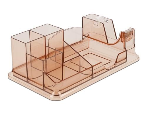 Delock Schreibtisch Organizer transparent / braun, 250 x 145 x 85 mm