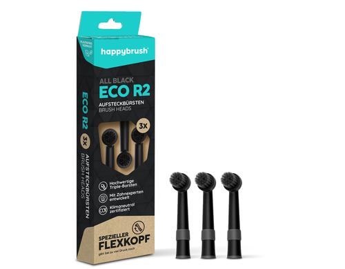 happybrush Aufsteckbürste R2 rund 3 Stk., Allblack