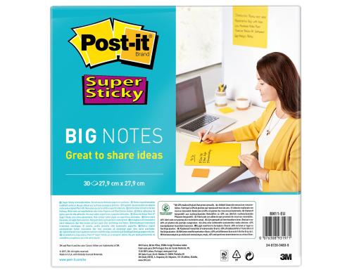 3M Post-it Big Notes Super Sticky gelb 1 Block à 30 Blatt, 279 mm x 279 mm
