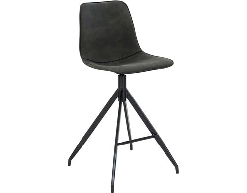 House Nordic Barhocker Monaco, 2er Set Grau, Mikrofaser, Stahl, Belastb. 125kg