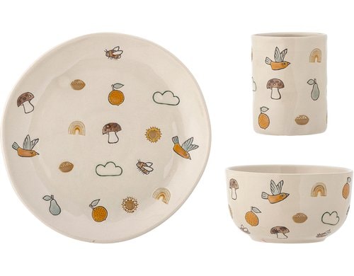 Bloomingville Geschirrset Agnes, 3er Set Steingut,Waschmasch., 7x9/11.5x6/17.5x2cm