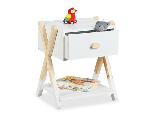 relaxdays Nachttisch für Kinder MDF, Kiefernholz, China