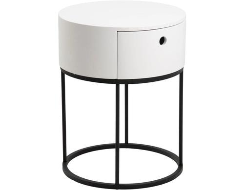 AC Design Nachttisch Polo Stahl/MDF, Ø40 x 51cm, Weiss