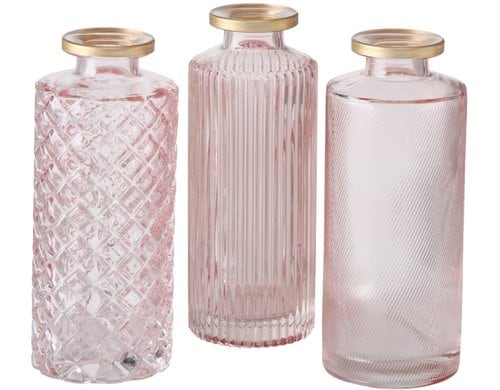 Boltze Vase Adore 1 Stück assortiert H 13 cm, Glas, Rosa/Gold