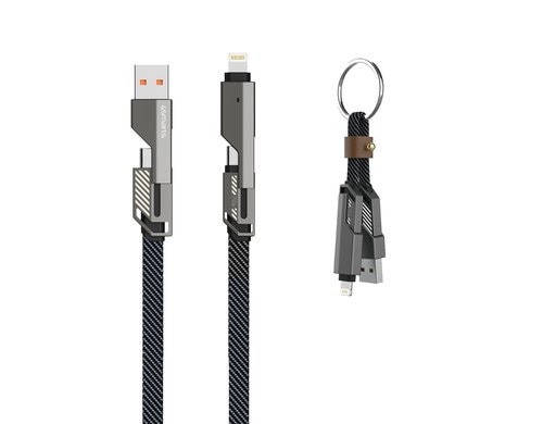 4smarts USB-C Kabel ComboCord Flat 2iin1 240W, 1.5m und 8 cm Keyring, graphit