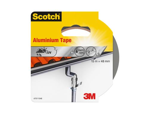 3M Scotch Doppelseitiges Klebeband 48mmx15m Aluminium, temperaturbeständig