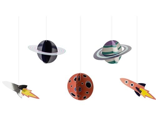 Partydeco Hängedekoration Kosmos Papier, 17x10cm-19x7cm, 5 Stück