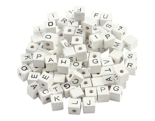 Creativ Company Buchstabenperlen weiss, 8x8 mm, L-Grösse: 3 mm, 96 Stück