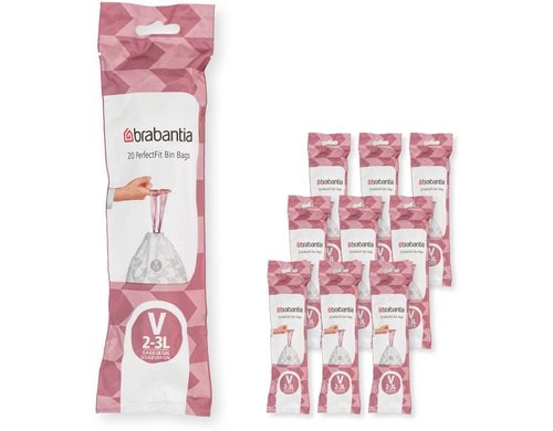 Brabantia Kehrichtsack Perfectfit V 2-3L, 200 Stück, Multipack à 10 Rollen