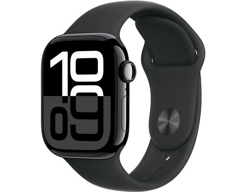 Apple Watch S10 CEL 42 Jet Black Alu S mit Black Sport Band - S/M