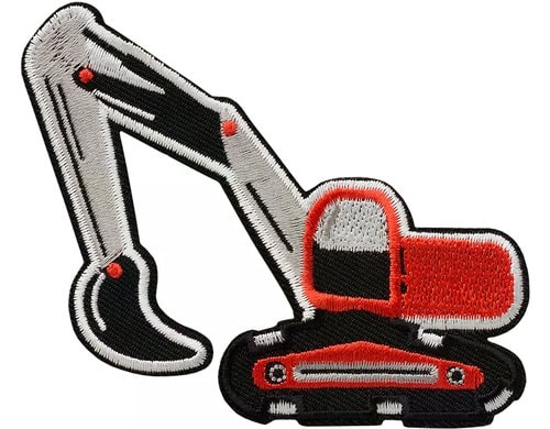 Monoquick Aufbügelbild Basic Bagger rot, 7.6 x 9 cm