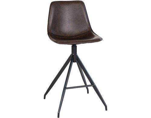 House Nordic Barhocker Monaco, 2er Set Braun, PU-Leder, Stahl, Belastb. 125kg