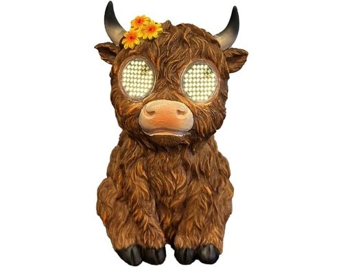 Dameco LED Solar Figur Hochlandrind inkl. LED warmweiss, Moving-Eyes