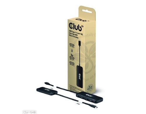 Club 3D,USB Typ-C 4Port 10G Daten-Hub mit PD3.0 Ladefunktion