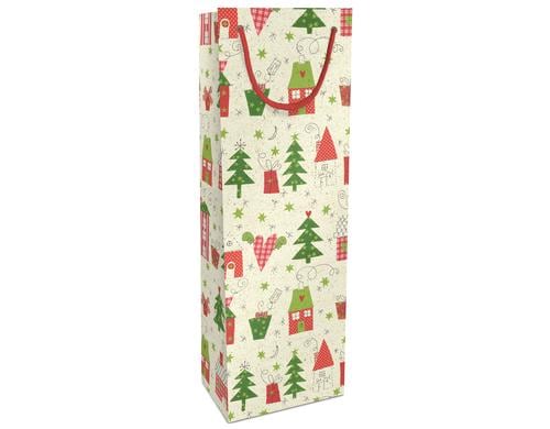 B+C Geschenktasche Grasp. Bullerbü rot-grün, 12x36x10cm