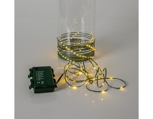 Star Trading Lichterkette Dew Drop Micro IP44, Warmweiss, Grün