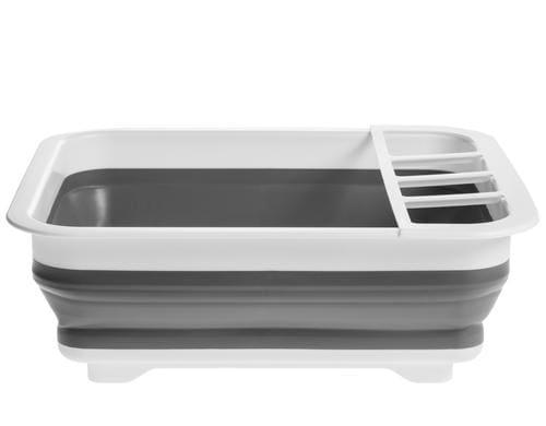 KOOR faltbares Dish Rack Plastik / Silikon, grau - weiss