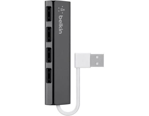 Belkin 4-Port USB 2.0 HUB SLIM Schwarz Ultraflach, 4x USB 2.0