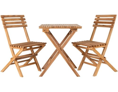 House Nordic Bistrotisch-Set Cuenca Teakholz, 2 Stühle 1 Tisch