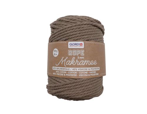 Glorex Textilgarn Makramee Rope gedreht 5mm, 500g, hellbraun
