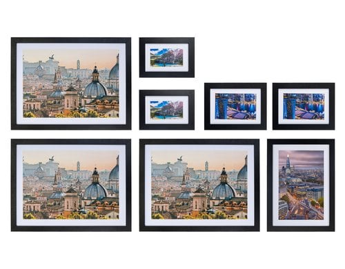 COCON Bilderrahmen Set à 8, schwarz MDF, Kunststoff Abdeckung