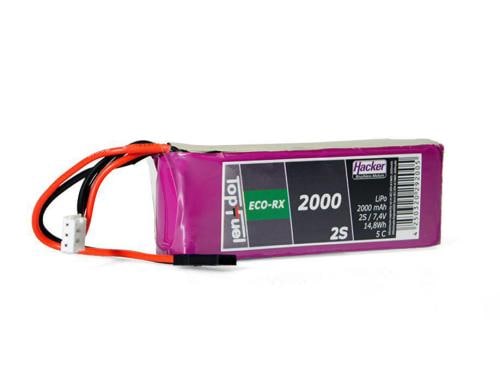 TF ECO-RX LiPo-Akku 7.4V 2000mAh 2S 5C 83x29x18 mm, 77g JR