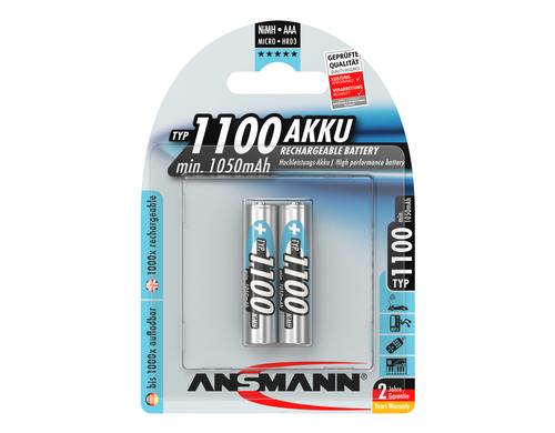 Ansmann Akku AAA NiMH Typ 1100 2er min. 1050 mAh, 1.2V, 2er