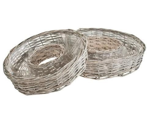 Opiflor Weidenkorbring Magda, 2er Set Weiss, innen foliert, Ø24x6cm,Ø30x7,5cm