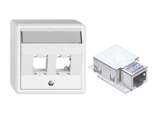 Feller EDIZIOliv AP-Netzwerkdose 2x RJ45 Kat5e, geschirmt, R&M freenet Module Snapfi
