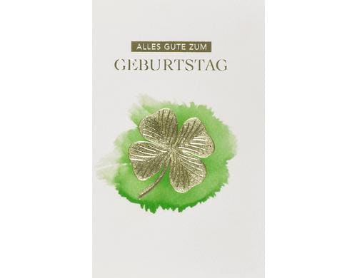 ABC Geburtstagskarte Kleeblatt Format B6, 125 x 176 mm, mit Couvert