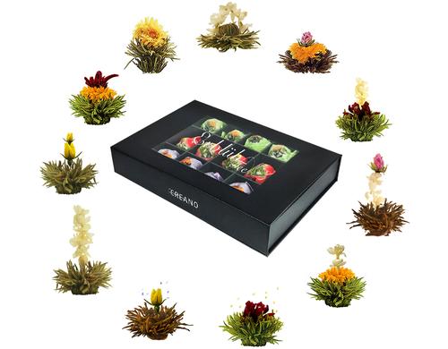Erblühtee Magnetbox Weiss-/Schwarz-/Grüntee 18 Kugeln assortiert