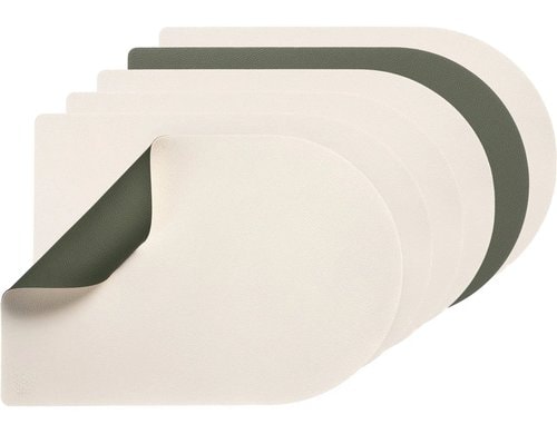 Björn Tischset arcus, creme/grün 6 Stück, wendbar, recyceltes Leder