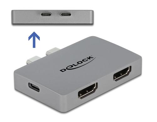 Delock Thunderbolt3 - 2xHDMI 4K60Hz Adapter 3840x2160,4K60Hz,PD3.0, grau, für Macbook