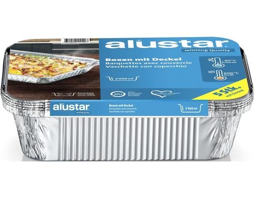 Alustar Boxen mit Deckel 5 Stk. 2000 ml 26 x 19 x 5.6 cm