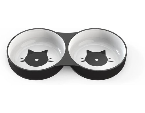 Bubimex Keramiknapf doppelt 2x150ml, schwarz, weiss