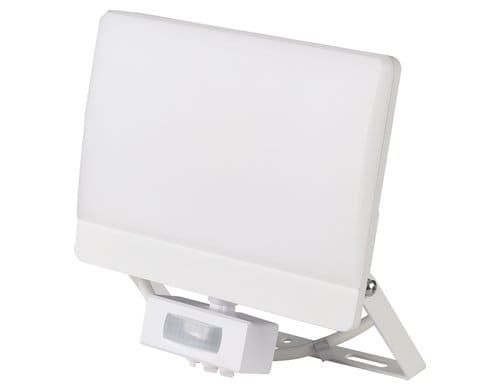 STEFFEN LED Strahler Worklight 50W 6000lm 4000K, weiss, 30cm Kabel PIR 140° IP54