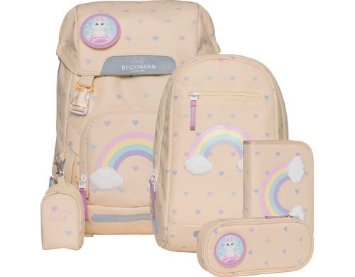 Beckmann Schulrucksack Classic Set Yellow Heart, 6-teilig