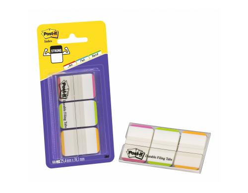 3M Post-it Index Strong, 3x12 Tabs pink/orange/grün